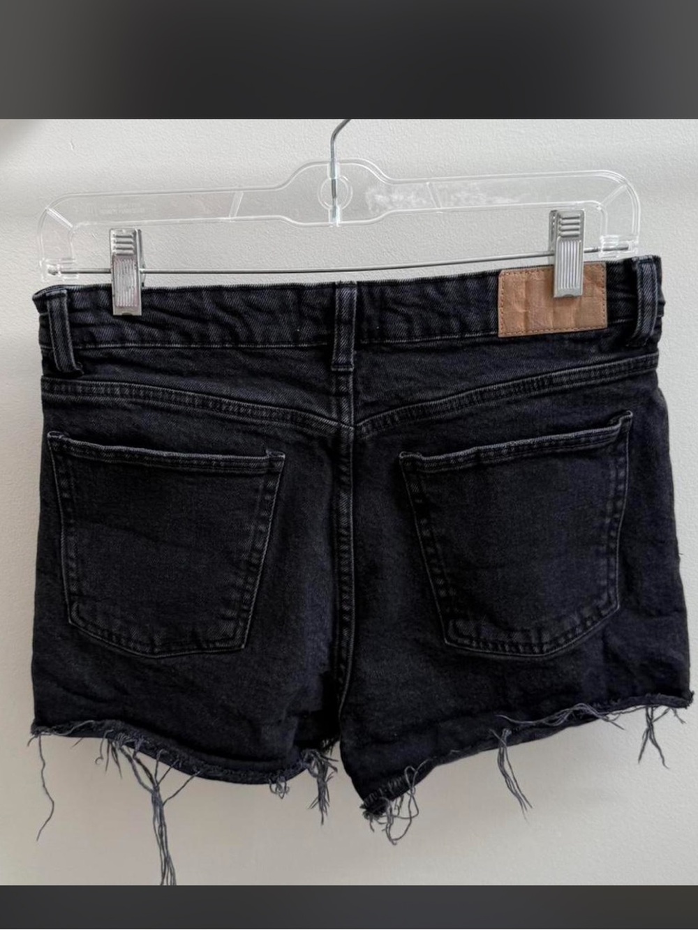 Zara Black Frayed Denim Shorts